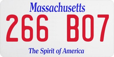 MA license plate 266BO7