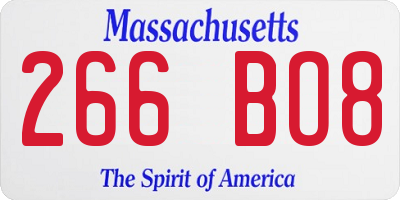 MA license plate 266BO8