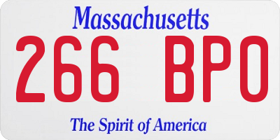 MA license plate 266BP0