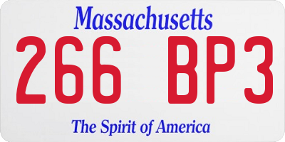 MA license plate 266BP3