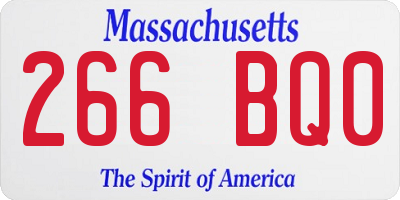 MA license plate 266BQ0