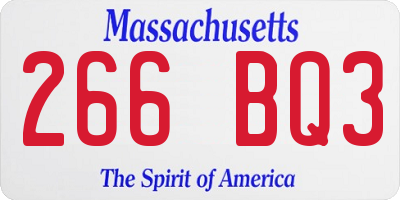 MA license plate 266BQ3