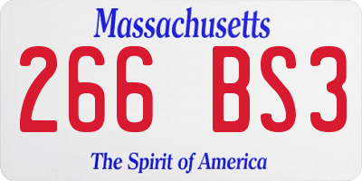 MA license plate 266BS3