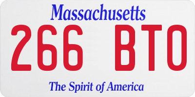MA license plate 266BT0