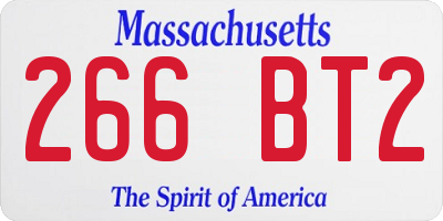 MA license plate 266BT2