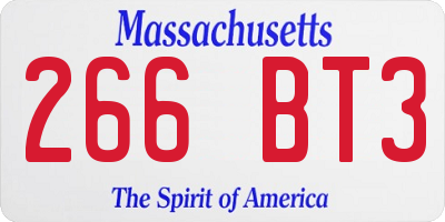 MA license plate 266BT3