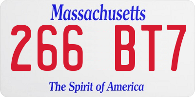 MA license plate 266BT7