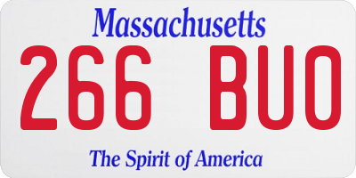 MA license plate 266BU0