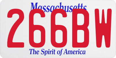 MA license plate 266BW