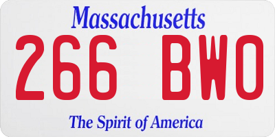 MA license plate 266BW0
