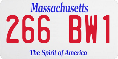 MA license plate 266BW1