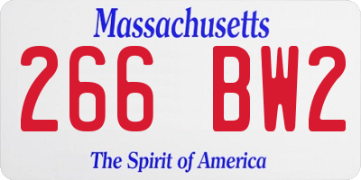 MA license plate 266BW2
