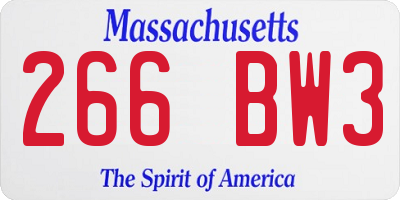 MA license plate 266BW3