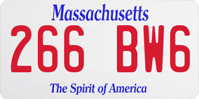 MA license plate 266BW6