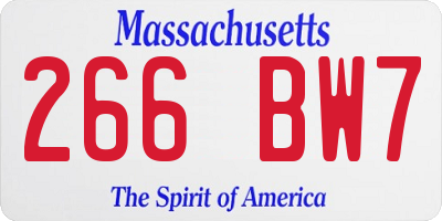 MA license plate 266BW7