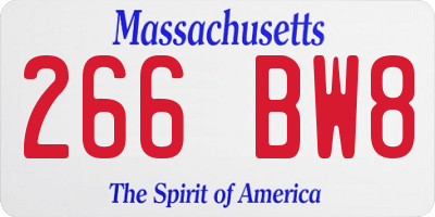 MA license plate 266BW8