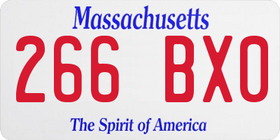 MA license plate 266BX0