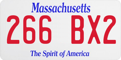 MA license plate 266BX2