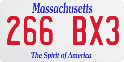 MA license plate 266BX3