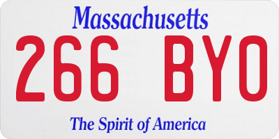 MA license plate 266BY0