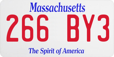 MA license plate 266BY3