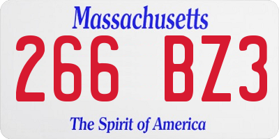 MA license plate 266BZ3