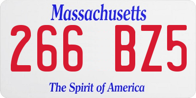 MA license plate 266BZ5