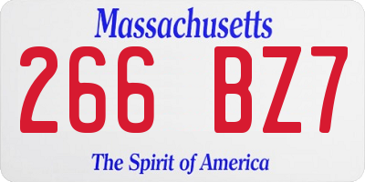 MA license plate 266BZ7