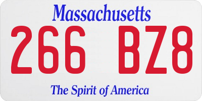 MA license plate 266BZ8