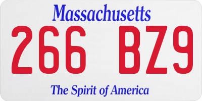 MA license plate 266BZ9