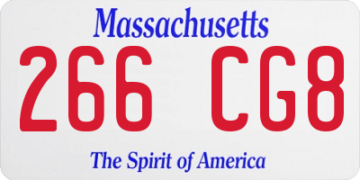 MA license plate 266CG8