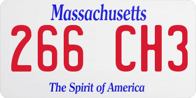 MA license plate 266CH3