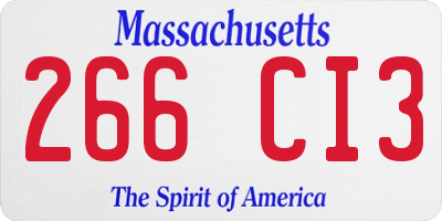 MA license plate 266CI3