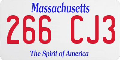 MA license plate 266CJ3