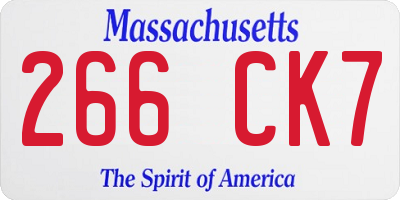 MA license plate 266CK7
