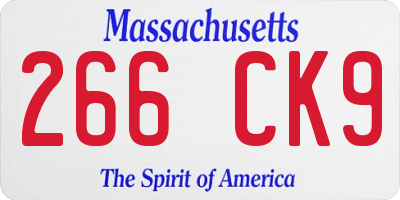 MA license plate 266CK9