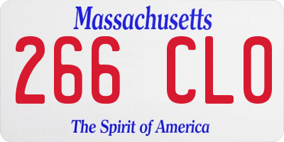 MA license plate 266CL0