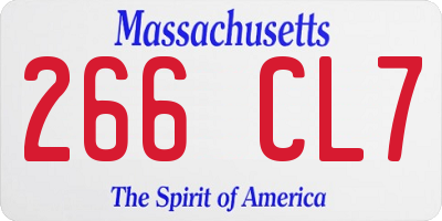 MA license plate 266CL7