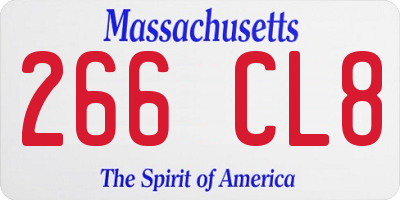 MA license plate 266CL8