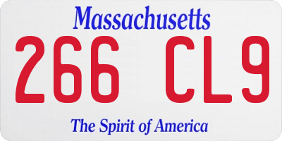 MA license plate 266CL9