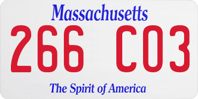 MA license plate 266CO3