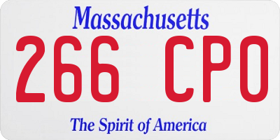 MA license plate 266CP0