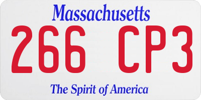 MA license plate 266CP3