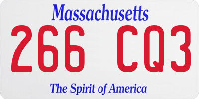 MA license plate 266CQ3