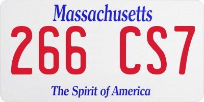 MA license plate 266CS7