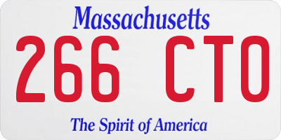 MA license plate 266CT0