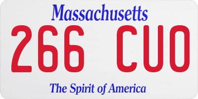 MA license plate 266CU0