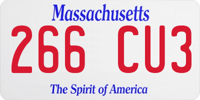 MA license plate 266CU3