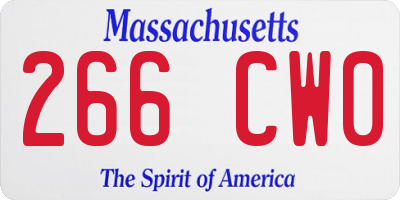 MA license plate 266CW0