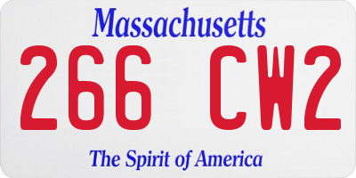 MA license plate 266CW2